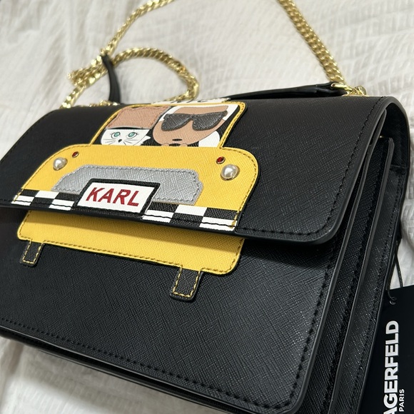 NWT Carl Lagerfeld New York City Cross Bag Handbag Yellow Taxi Cab Cat Maybelle - Picture 11 of 12